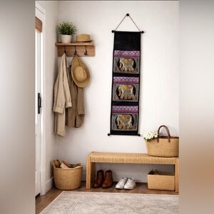 Thai Elephants Tapestry Mail Letter Organizer Handmade Art Home Decor